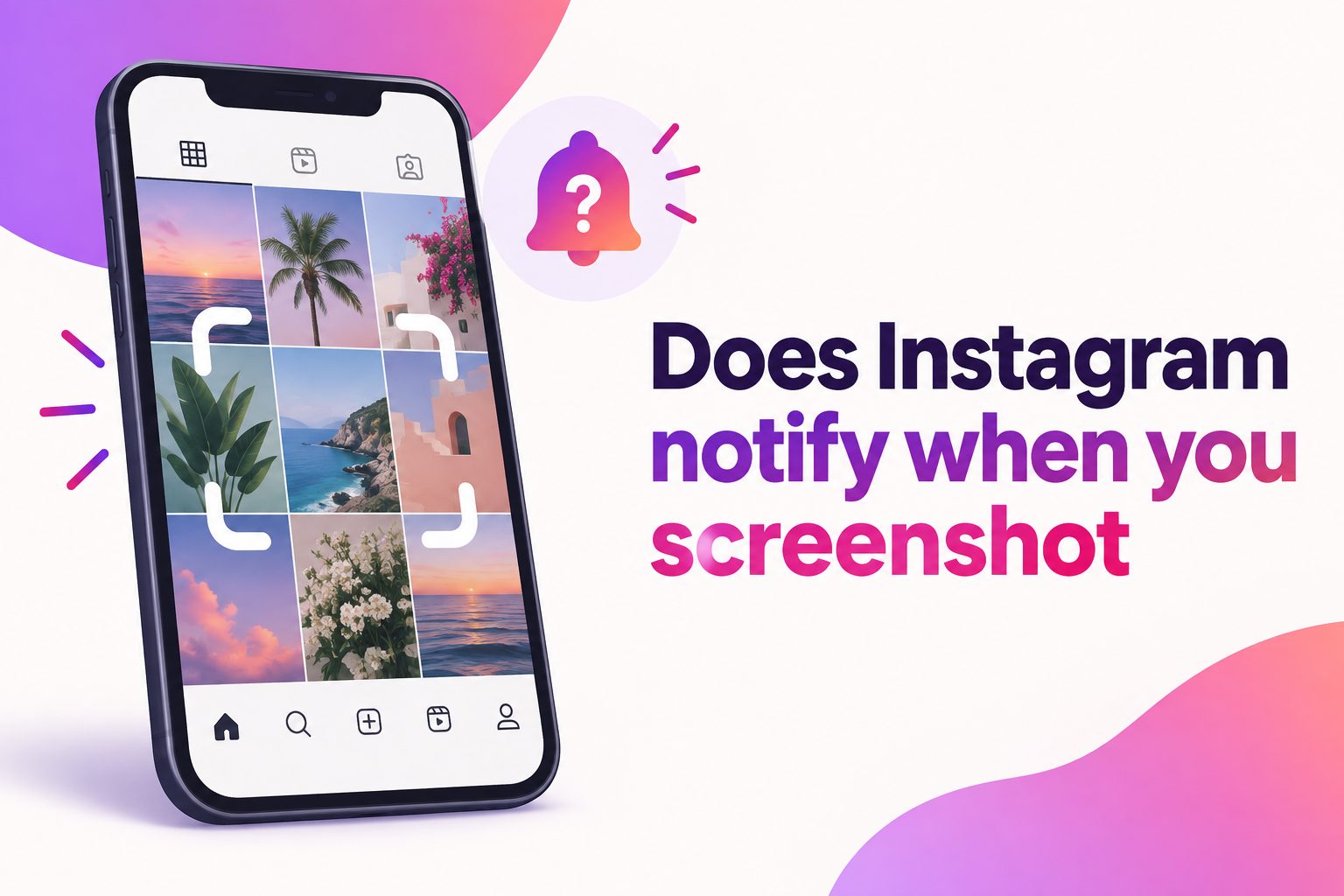 Hand holding a smartphone showing an Instagram screenshot notification question